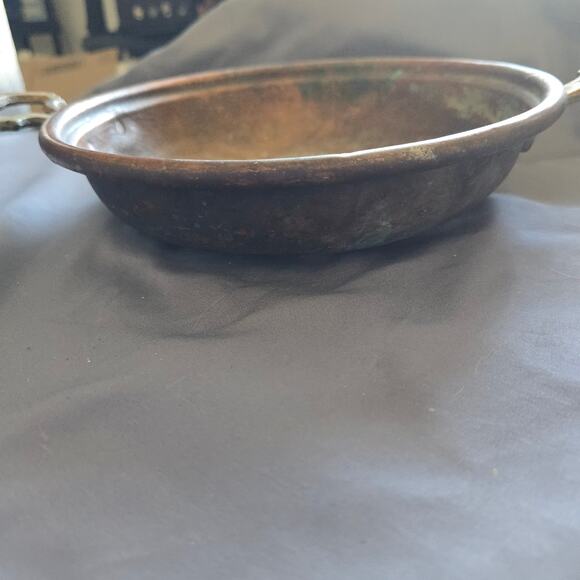 Antique Copper Egg Poacher Pan with Brass Handles - Picture 3 of 6